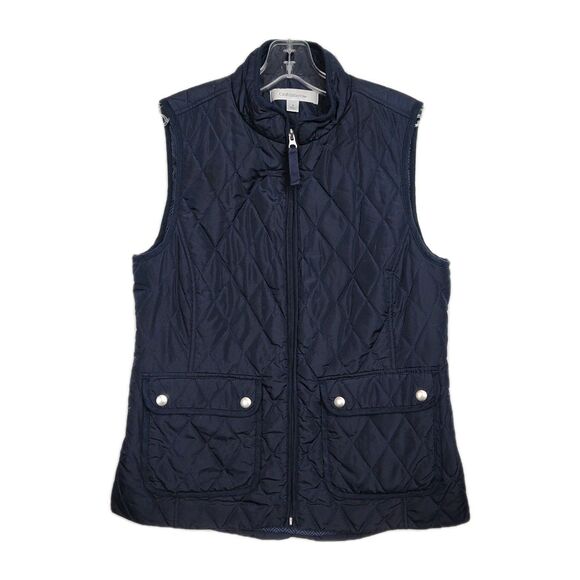Croft & Barrow Full-Zip Vest Women's S Black Filled Quilted Snap Pockets - Picture 1 of 8